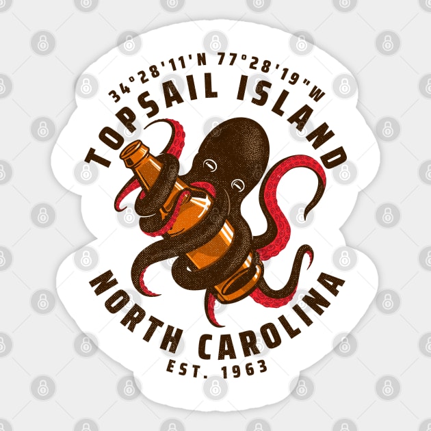 Topsail Island, NC Octopus Summer Vacation Sticker by Contentarama